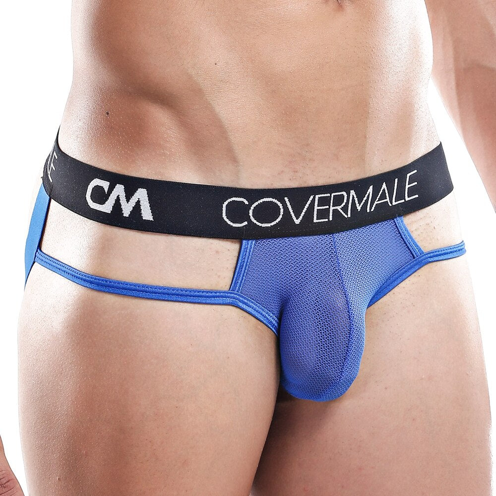 SALE - Mens Cover Male Fishnet Jock Strap Blue