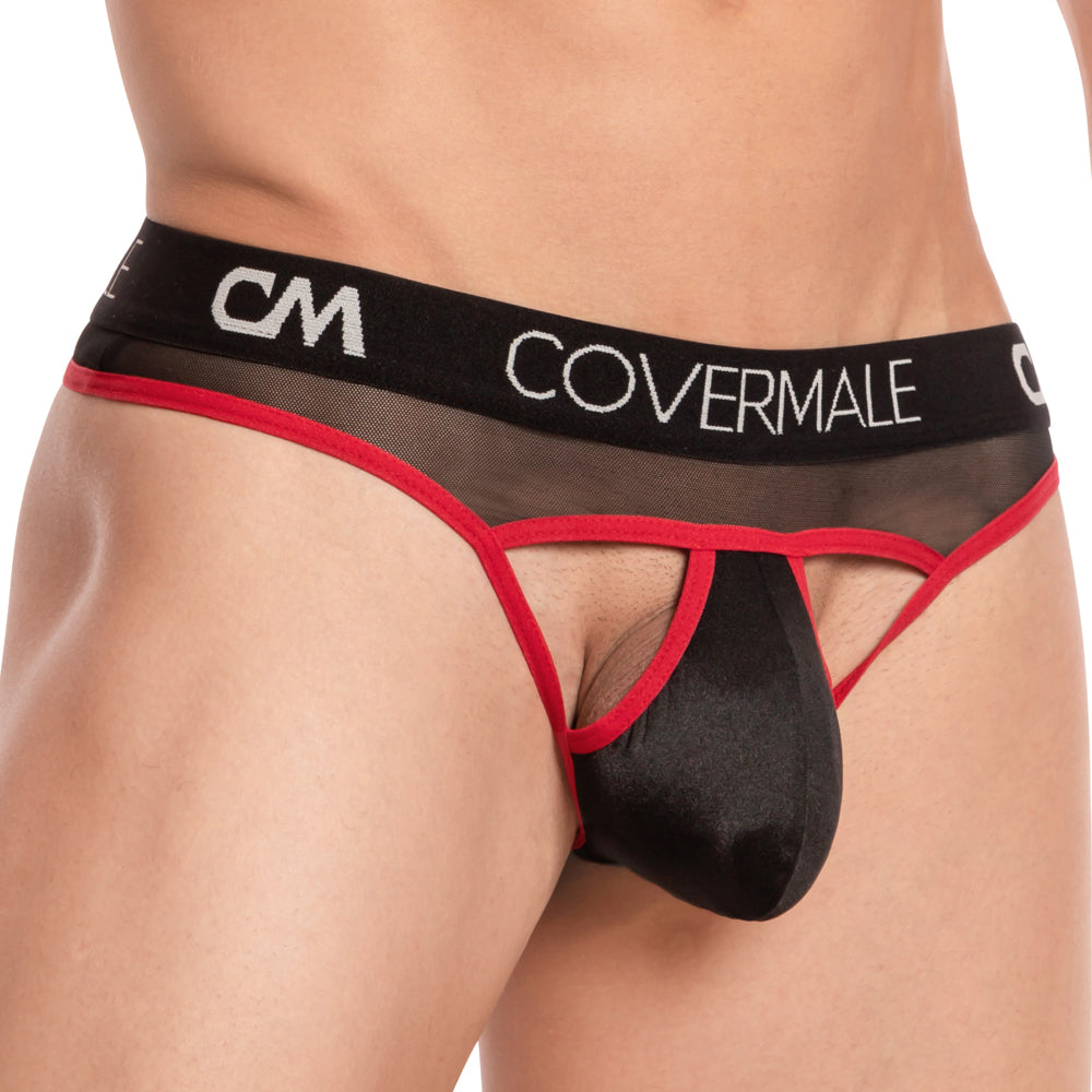 Cover Male Mesh Vented Pouch Thong Black