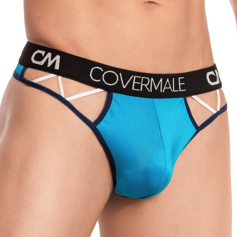 Cover Male Linear Razor String Thong Turquoise