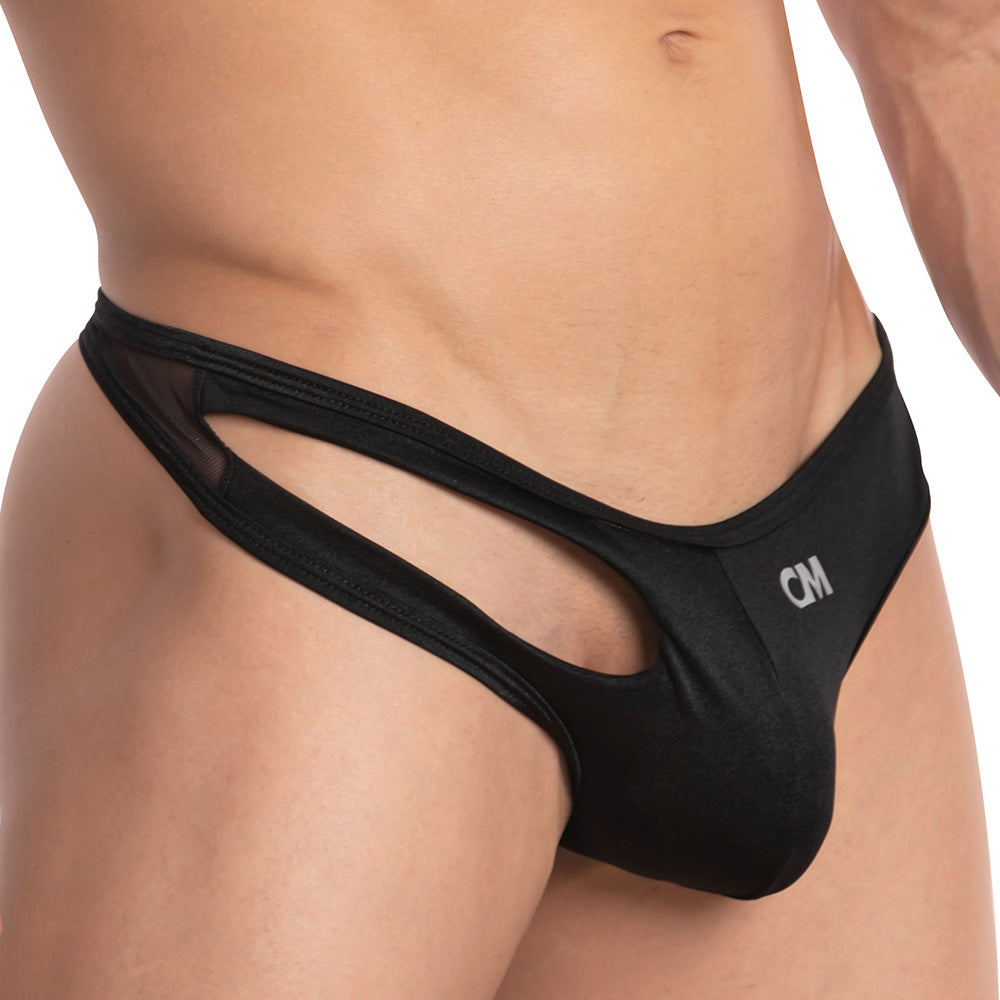 Cover Male Open Side Mesh Back Thong Black