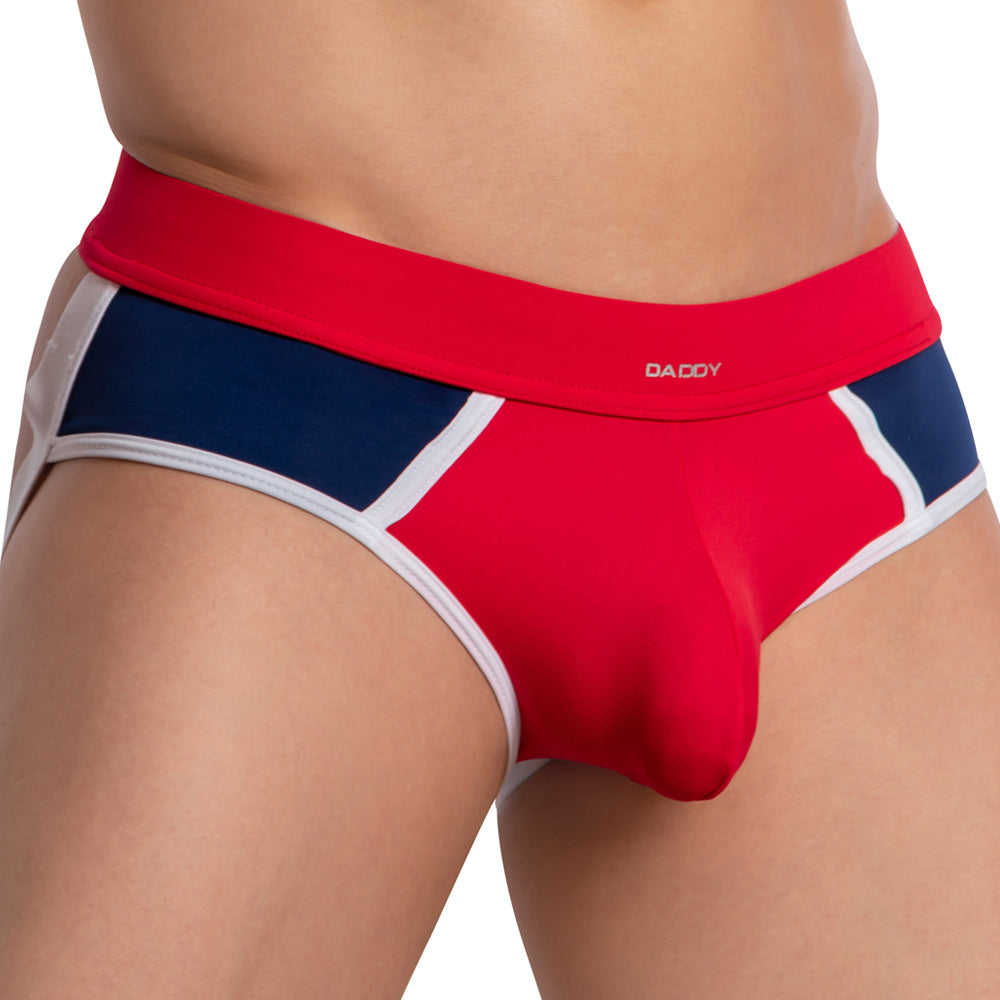 Daddy DDE053 Mens Dual Color Wide Waistband Jockstrap Undies Red Plus Sizes