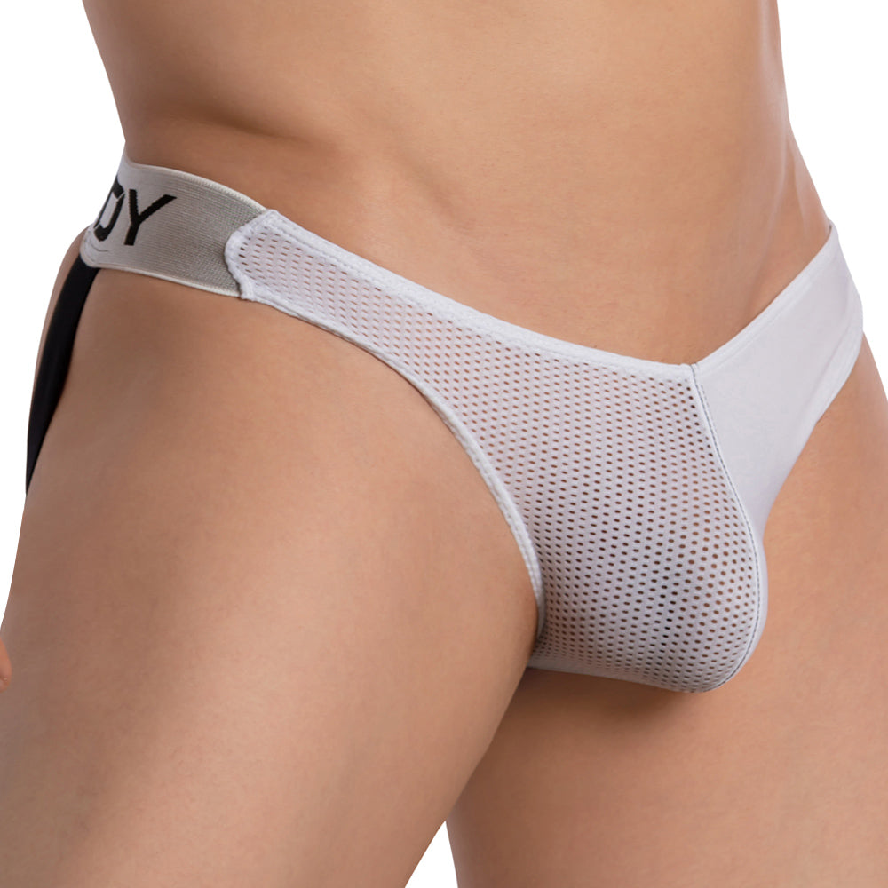 Daddy DDE054 Open Back Sheer See-through Pouch Mens Jockstrap Underwear White Plus Sizes
