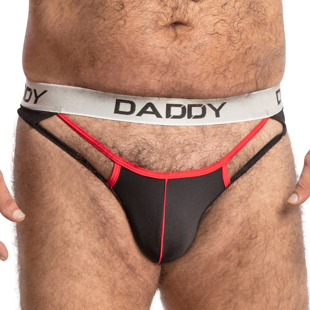 Daddy Open Panels Net Back Thong Black Plus Sizes