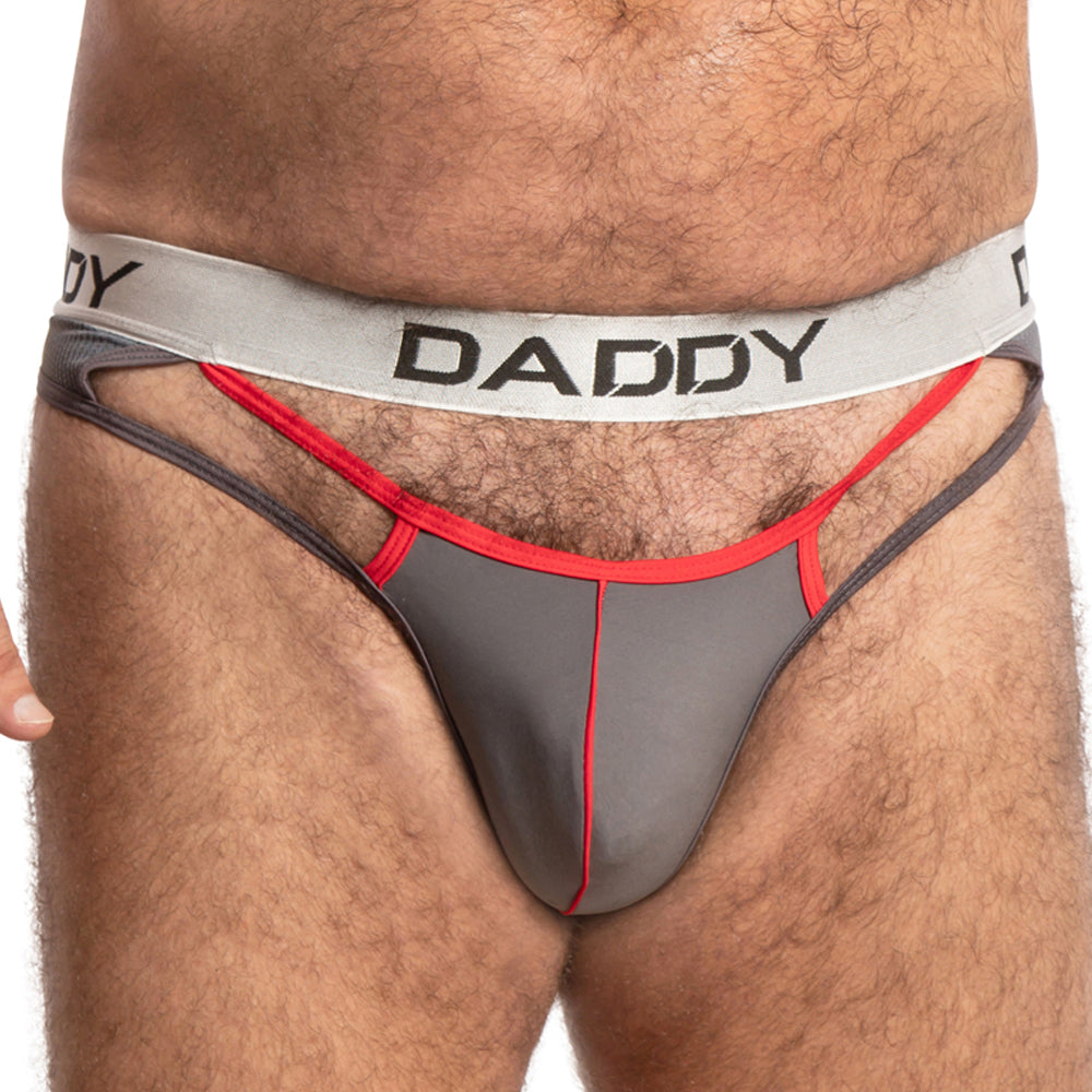 Daddy Open Panels Net Back Thong Grey Plus Sizes