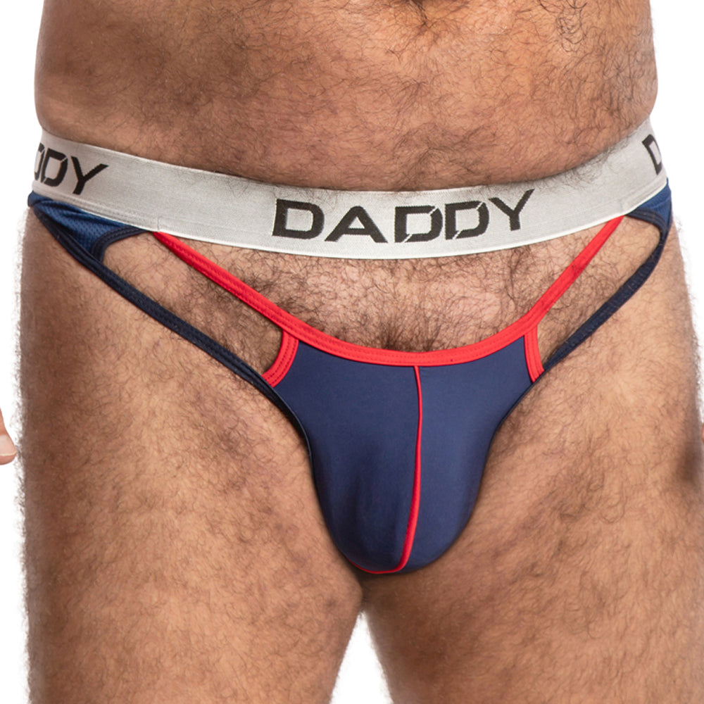 Daddy Open Panels Net Back Thong Navy Plus Sizes