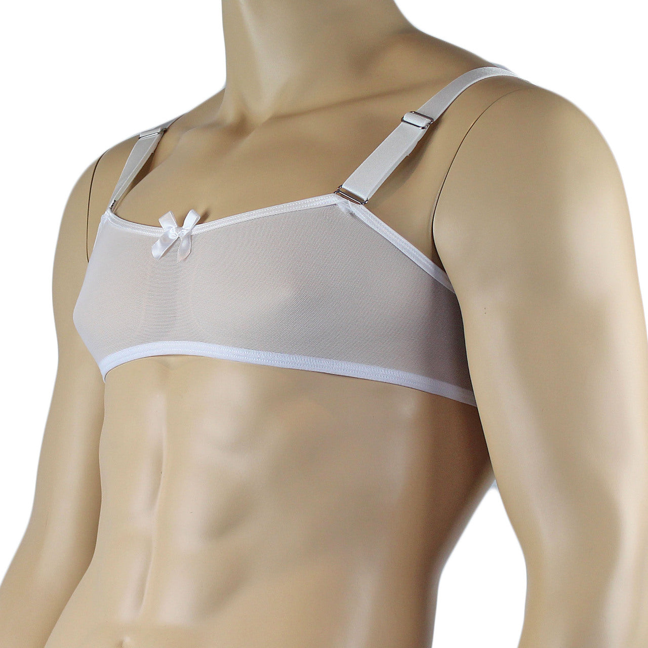 Mens Exotic Sheer Mesh Bra Top (white plus other colours)