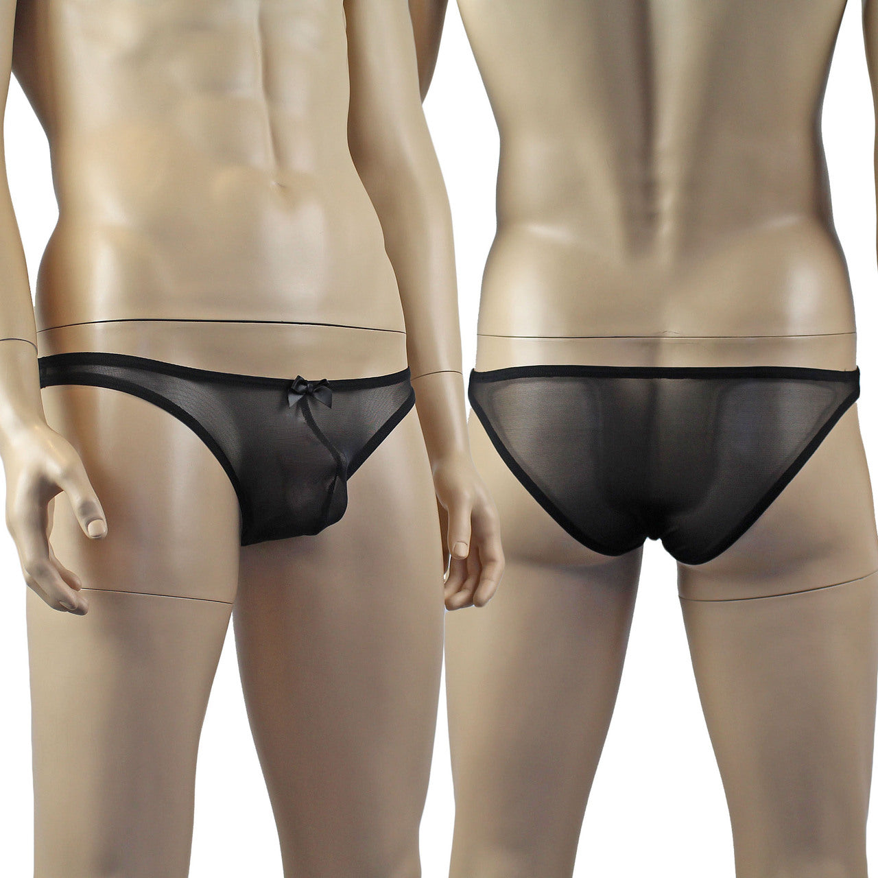 Mens Exotic Sheer Mesh Brief with Bow Front (black plus other colours)