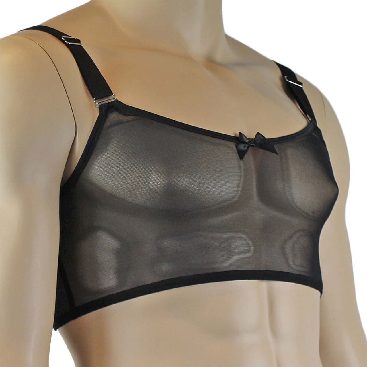 Mens Exotic Sheer Mesh Crop Bra Top Camisole - Sizes up to 3XL (black plus other colours)