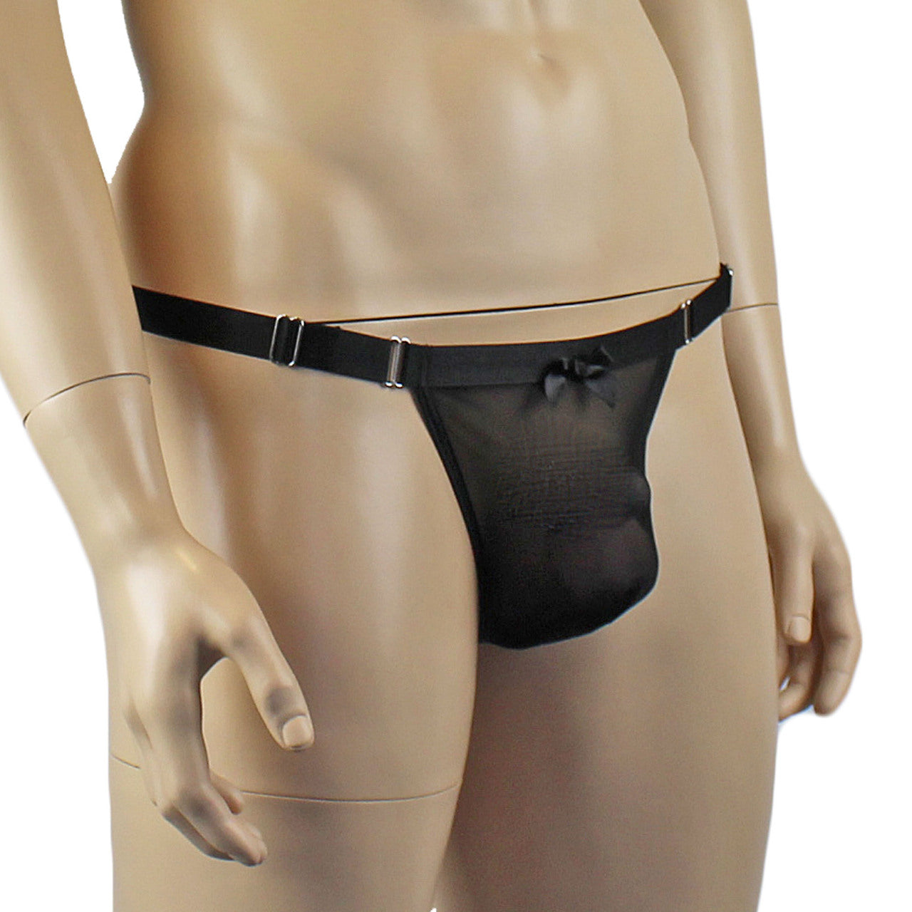 Mens Exotic Mesh G string with Adjustable Waist Strap (black plus other colours)
