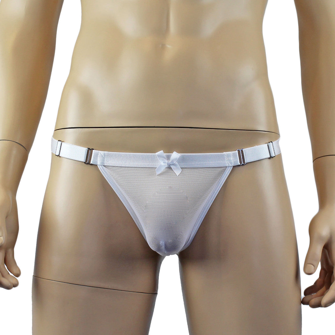Mens Exotic Mesh G string with Adjustable Waist Strap (white plus other colours)