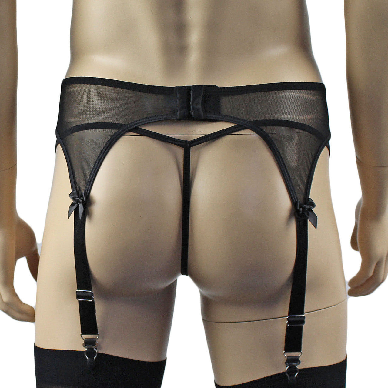 Mens Exotic Sheer Mesh Suspender Garterbelt (black plus other colours)