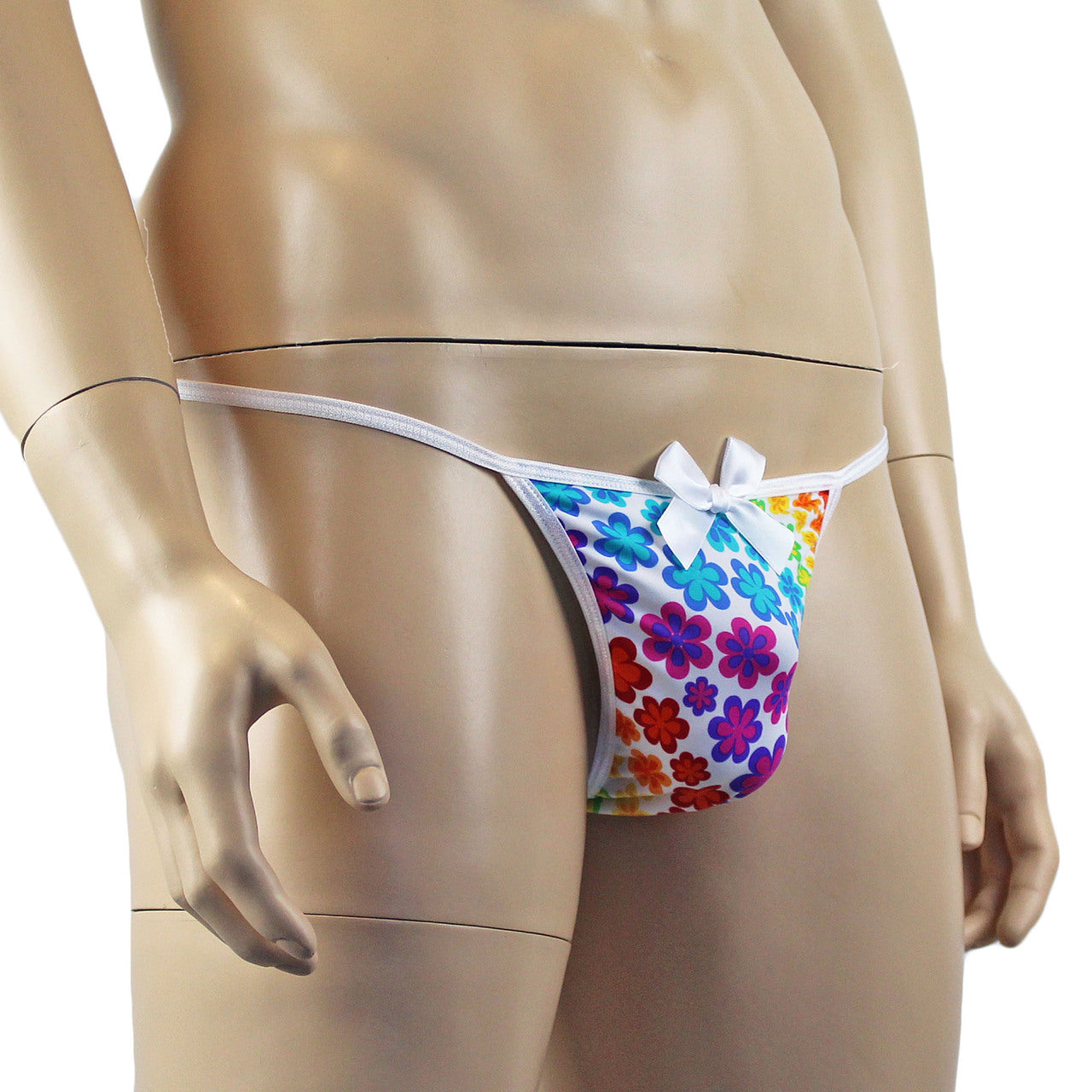 Mens Flower Girl Sexy Back Pouch G string with Large Bow