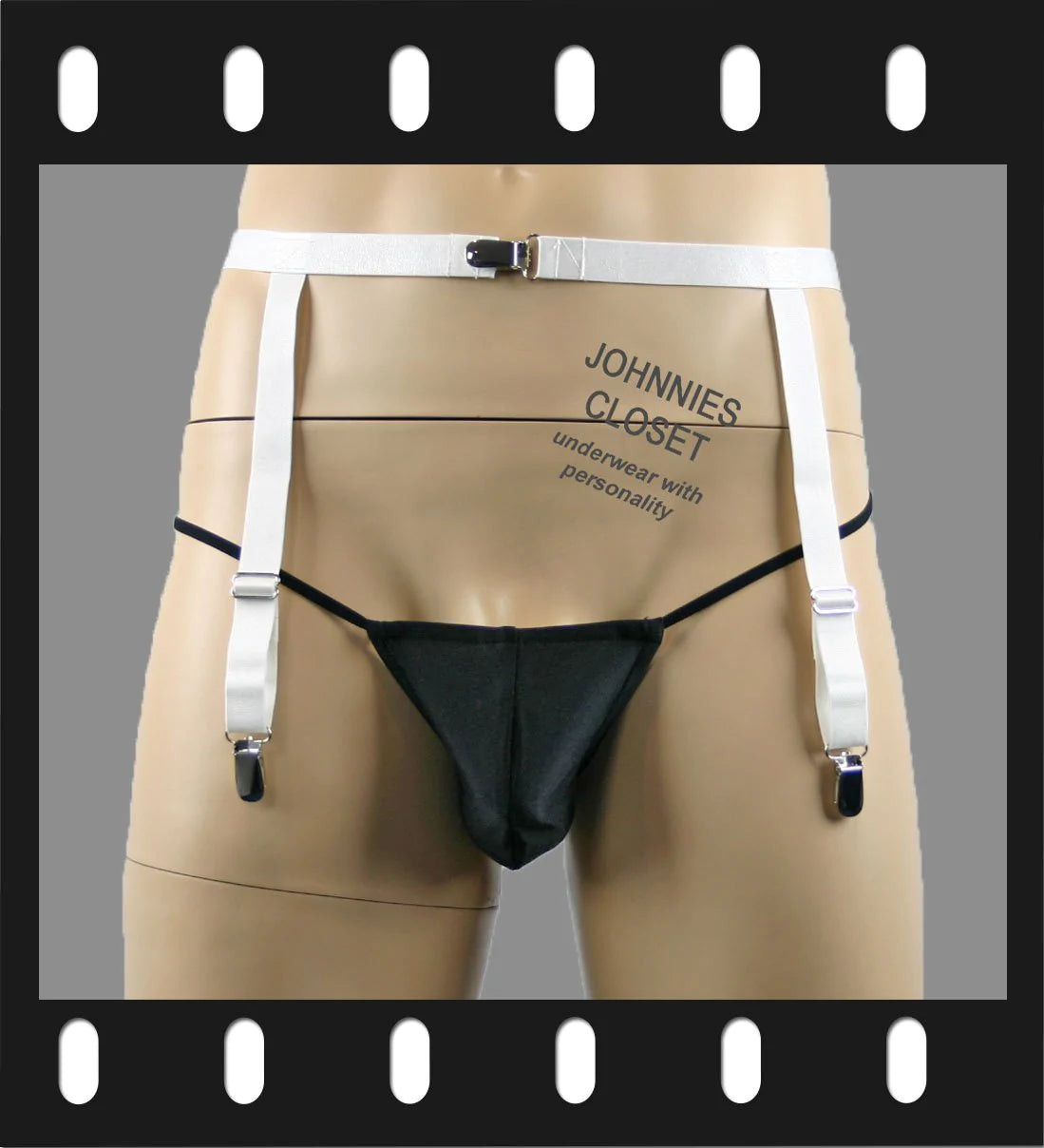 Mens Garterbelt Band with Suspender Clips White