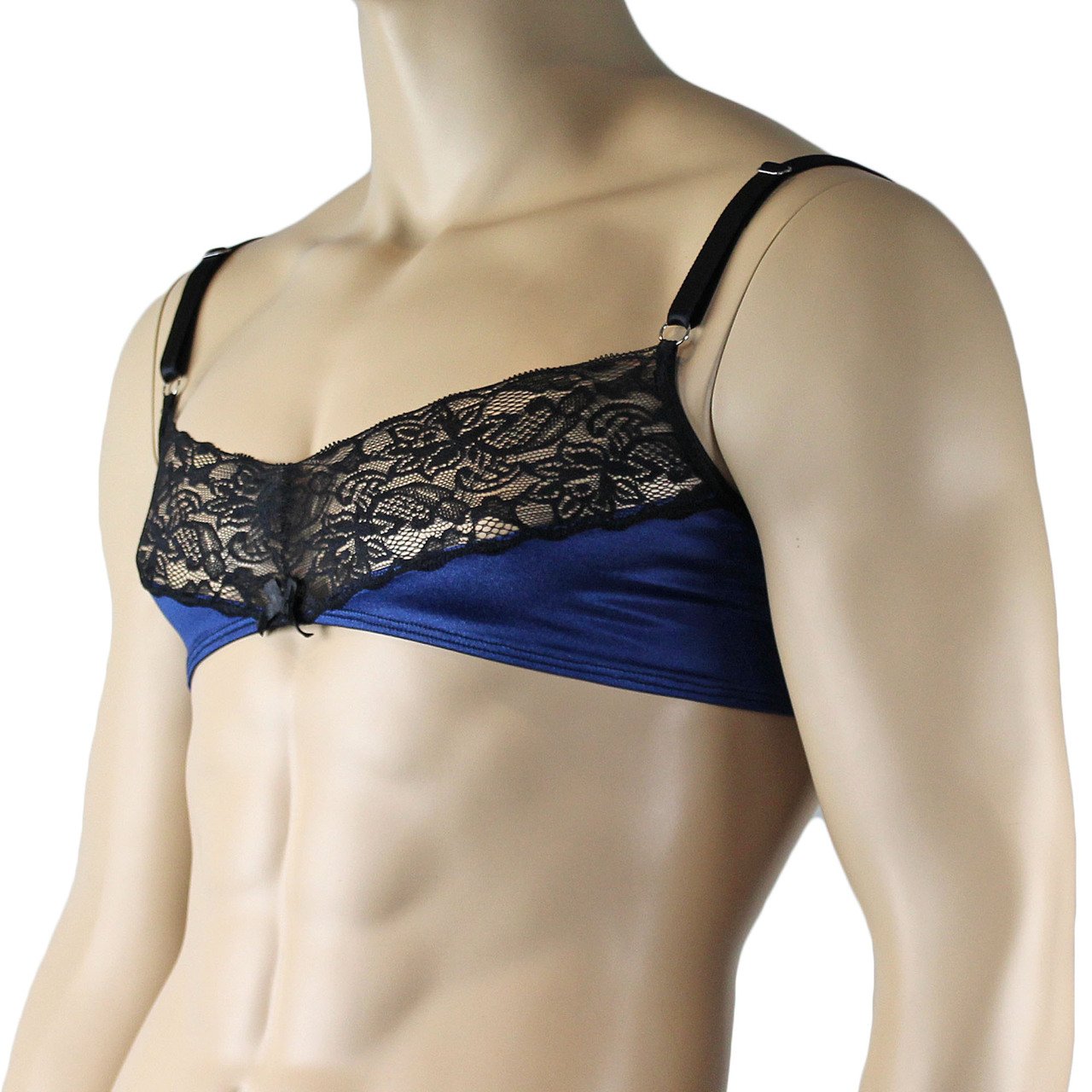 Mens Glamour Lycra & Lace Bra Top (navy & Black plus other colours)