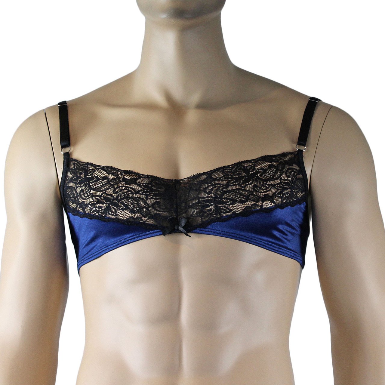 Mens Glamour Lycra & Lace Bra Top (navy & Black plus other colours)