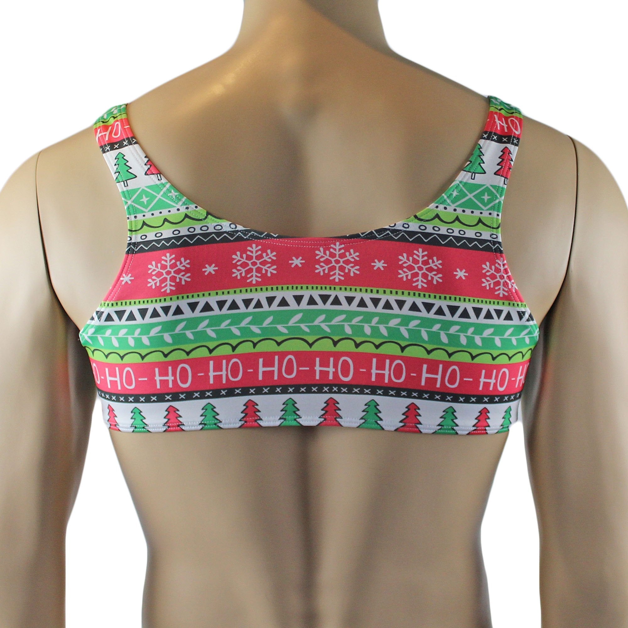 Christmas Gift Wrap Mens Crop Top Bra & G string Thong Xmas Underwear