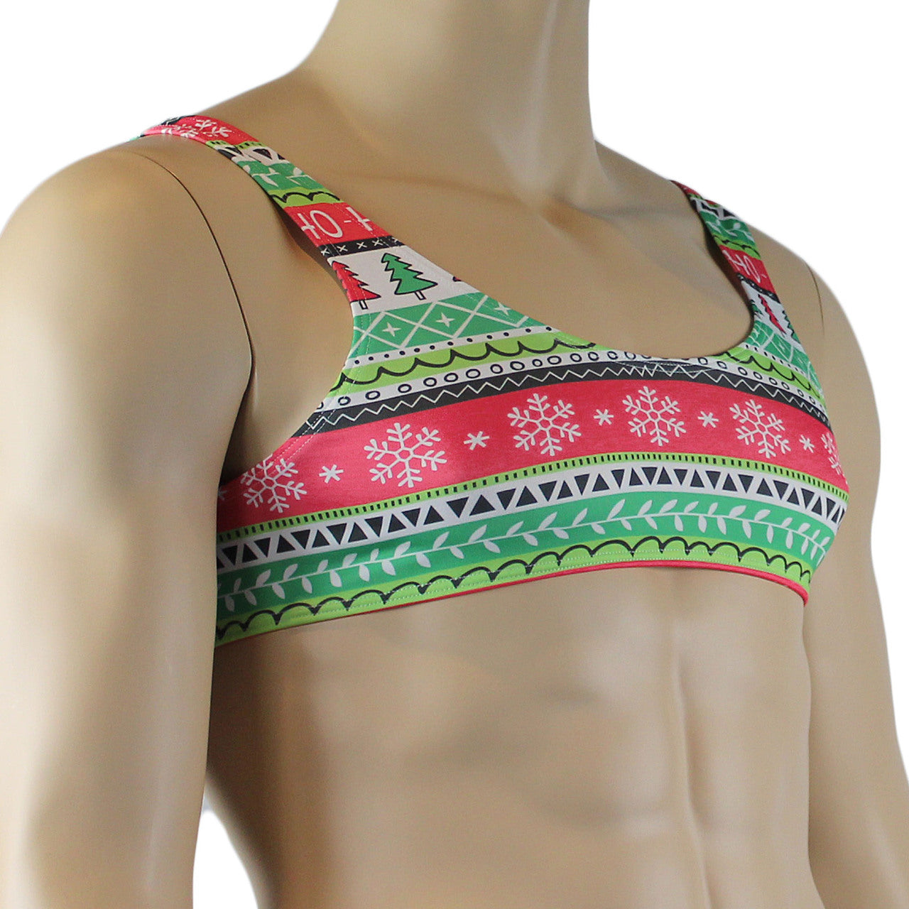 Mens Christmas Gift Wrap Crop Top Bra Xmas Underwear