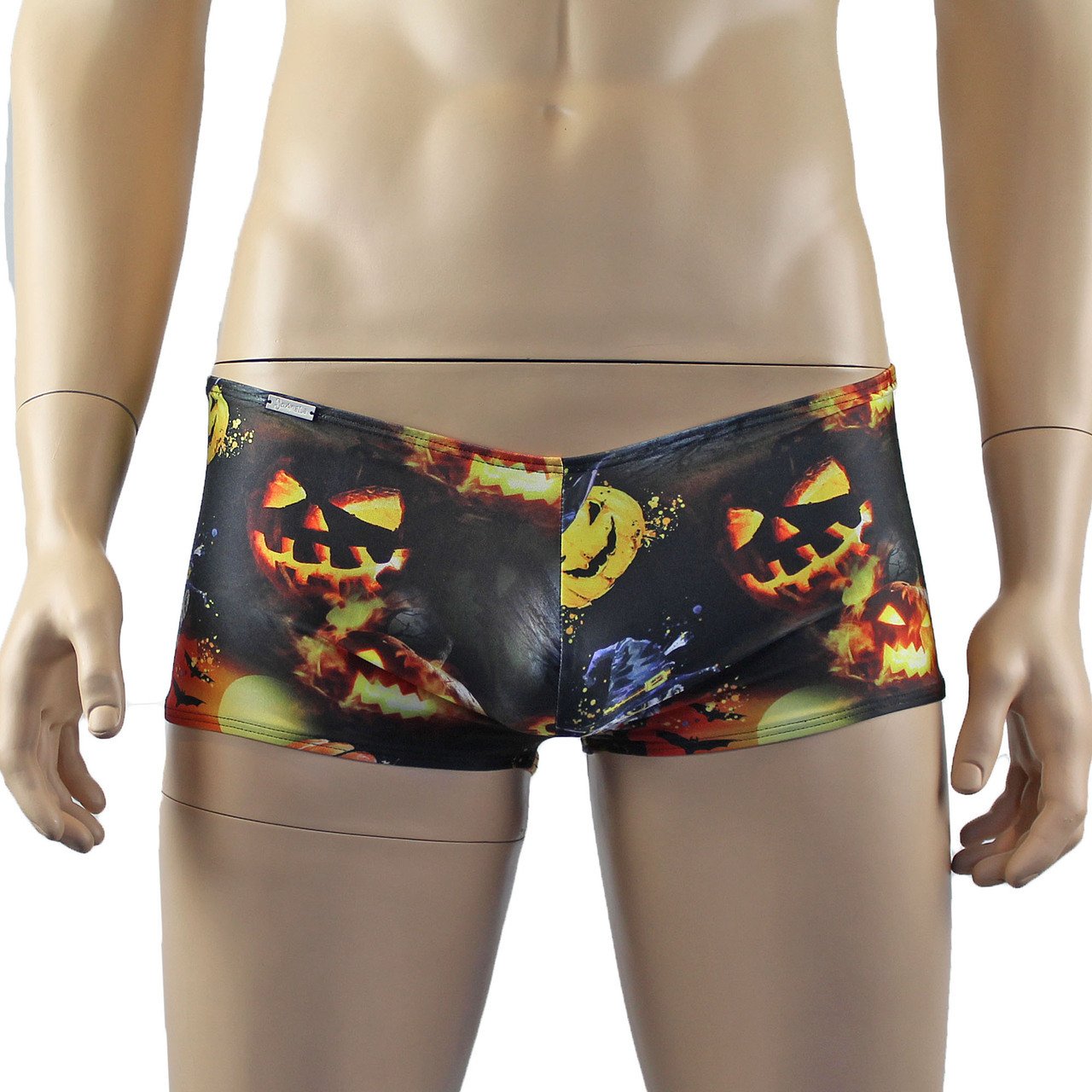 Mens Halloween Fire Breathing Pumpkins and Witches Boxer Shorts