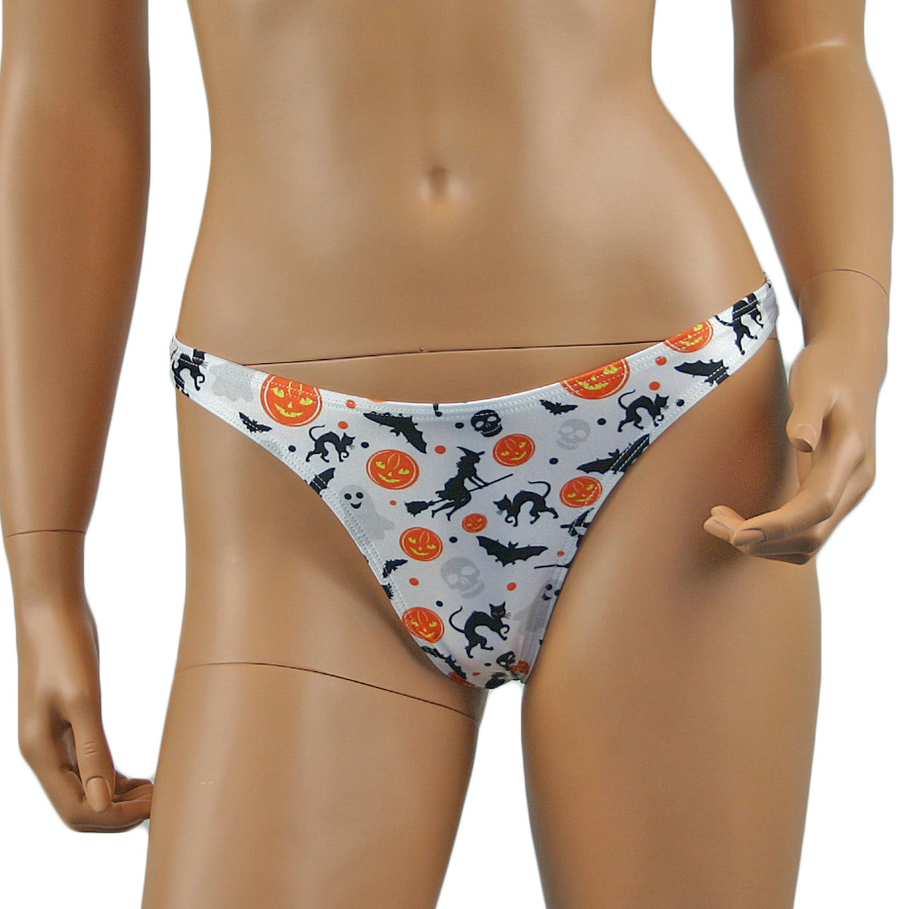 Womens Halloween Fun Thong Underwear, Pumpkins, Witches, Bats & Ghosts