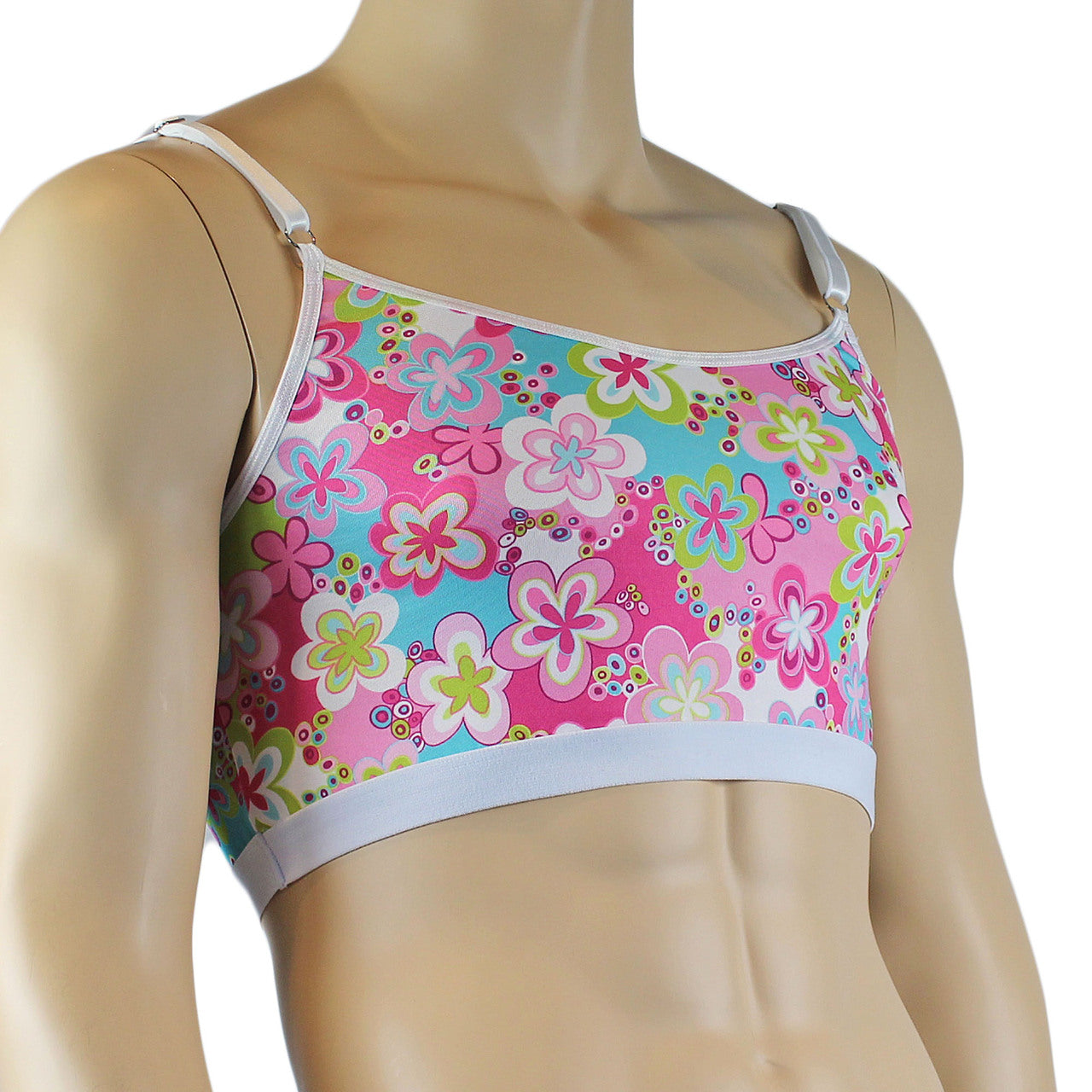 Male Hippie Flower Print Crop Top Camisole with Band