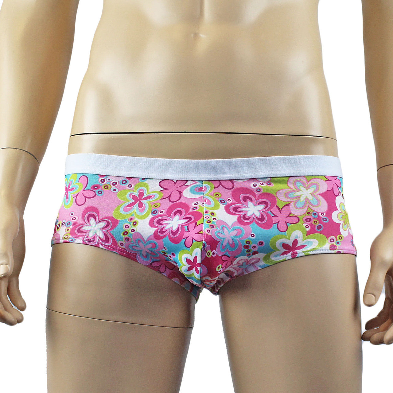 Male Hippie Flower Print Crop Top Camisole and Boxer Briefs