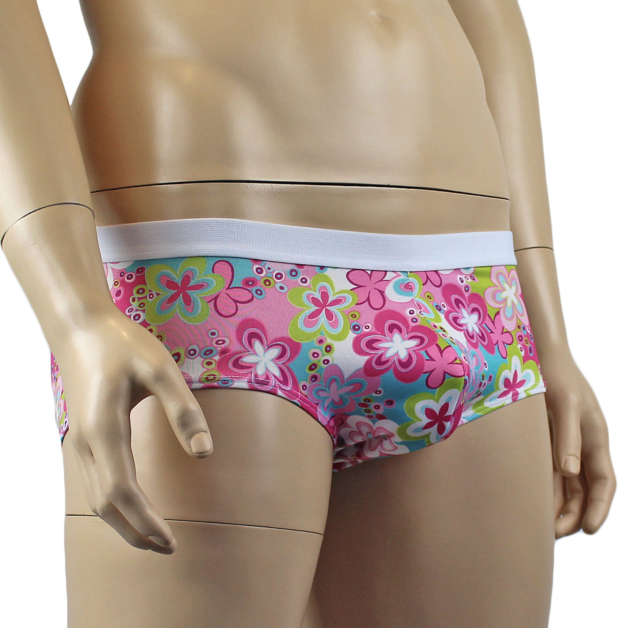 Male Hippie Flower Print Boxer Briefs with Band