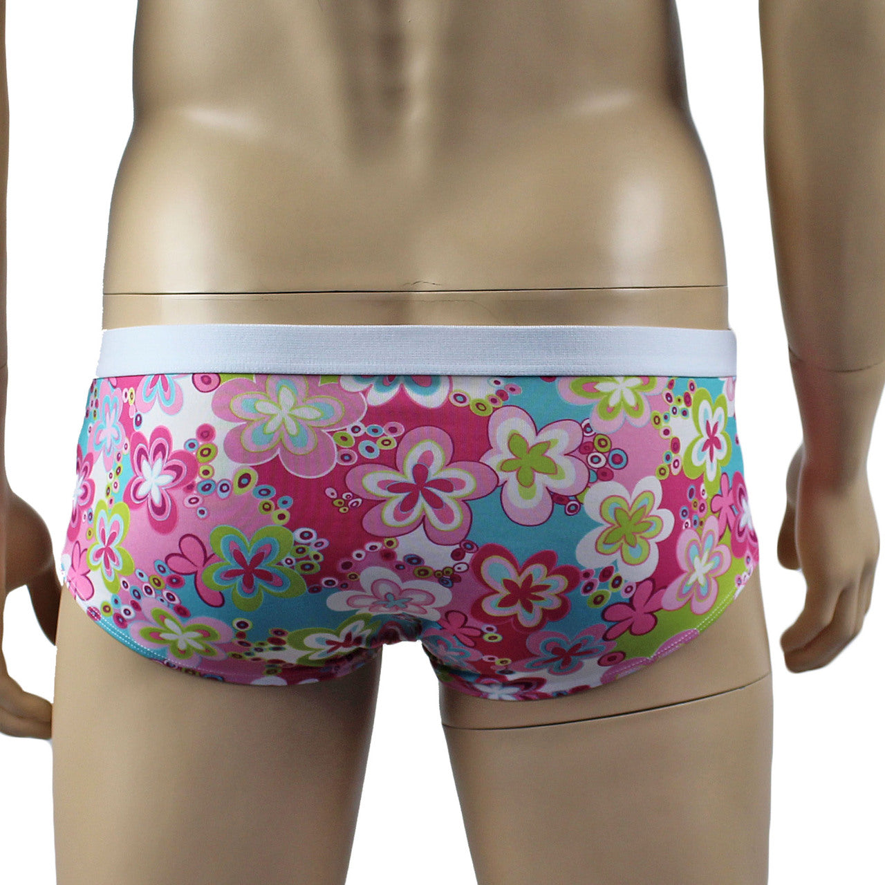 Male Hippie Flower Print Boxer Briefs with Band