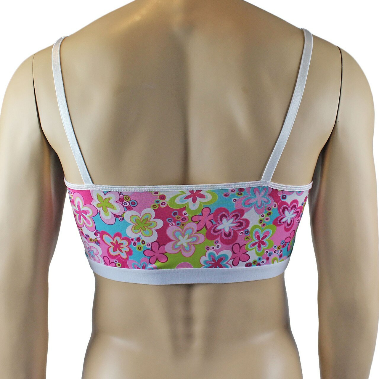 Male Hippie Flower Print Crop Top Camisole and Boxer Briefs