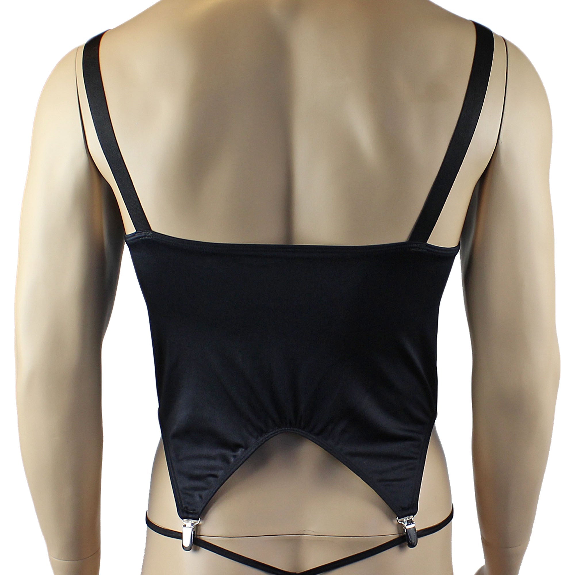 Mens Janice Corset Top with Metal Clips & Attached Garters - Sizes up to 3XL