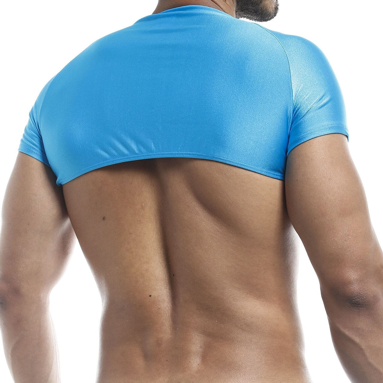 Mens Joe Snyder Stretch Spandex Posing Top with Cap Sleeves Turquoise