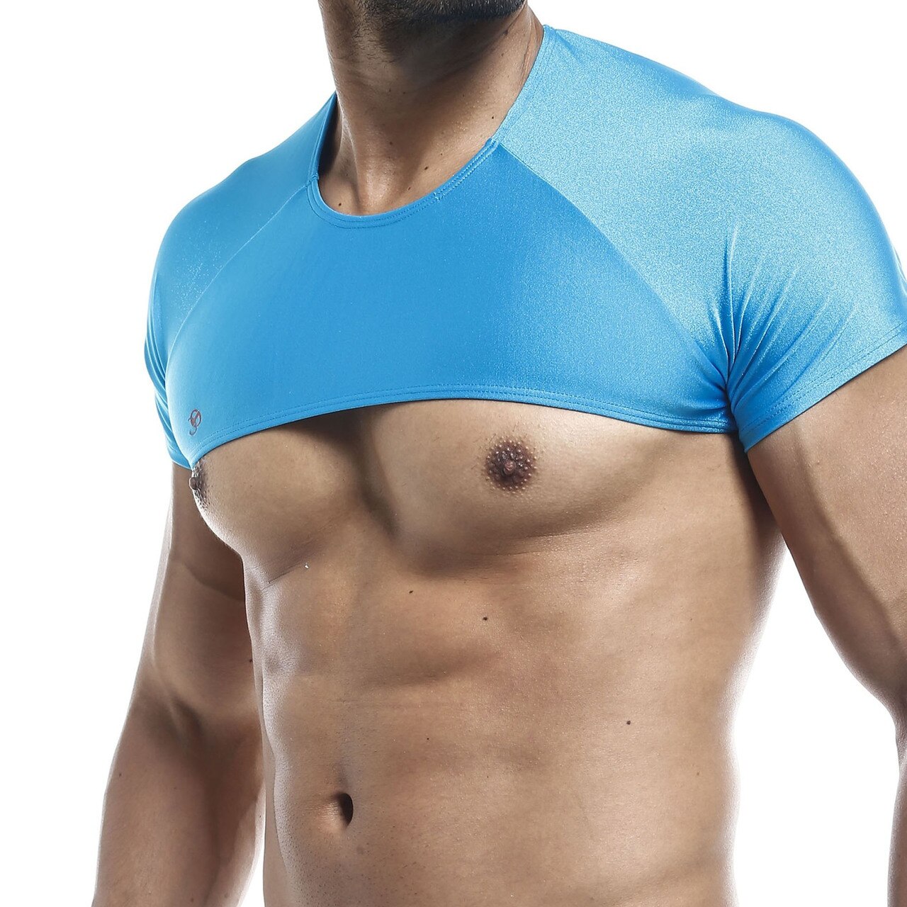 Mens Joe Snyder Stretch Spandex Posing Top with Cap Sleeves Turquoise