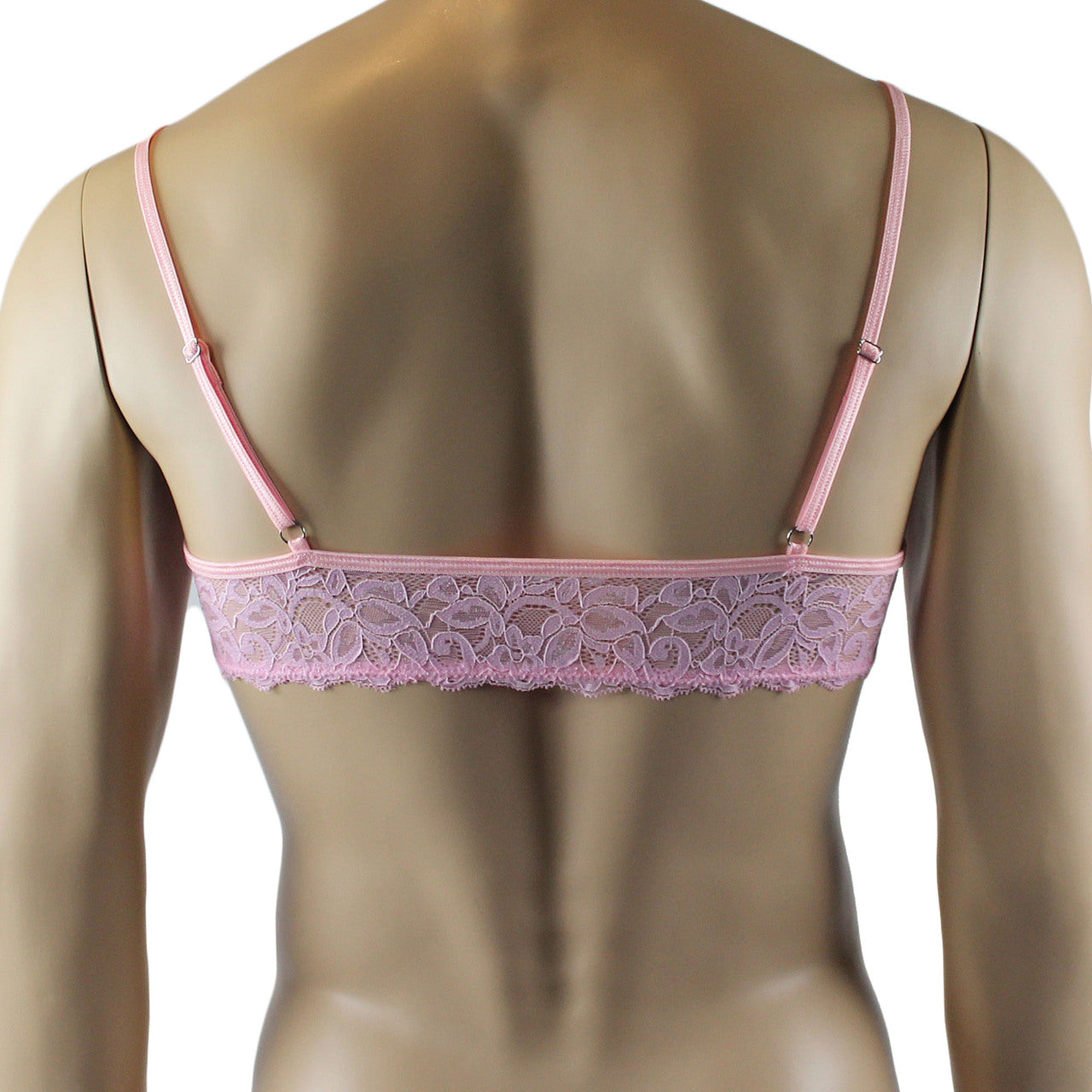 Mens Lingerie Bra Top in Lace with thin Straps (light pink plus other colours)