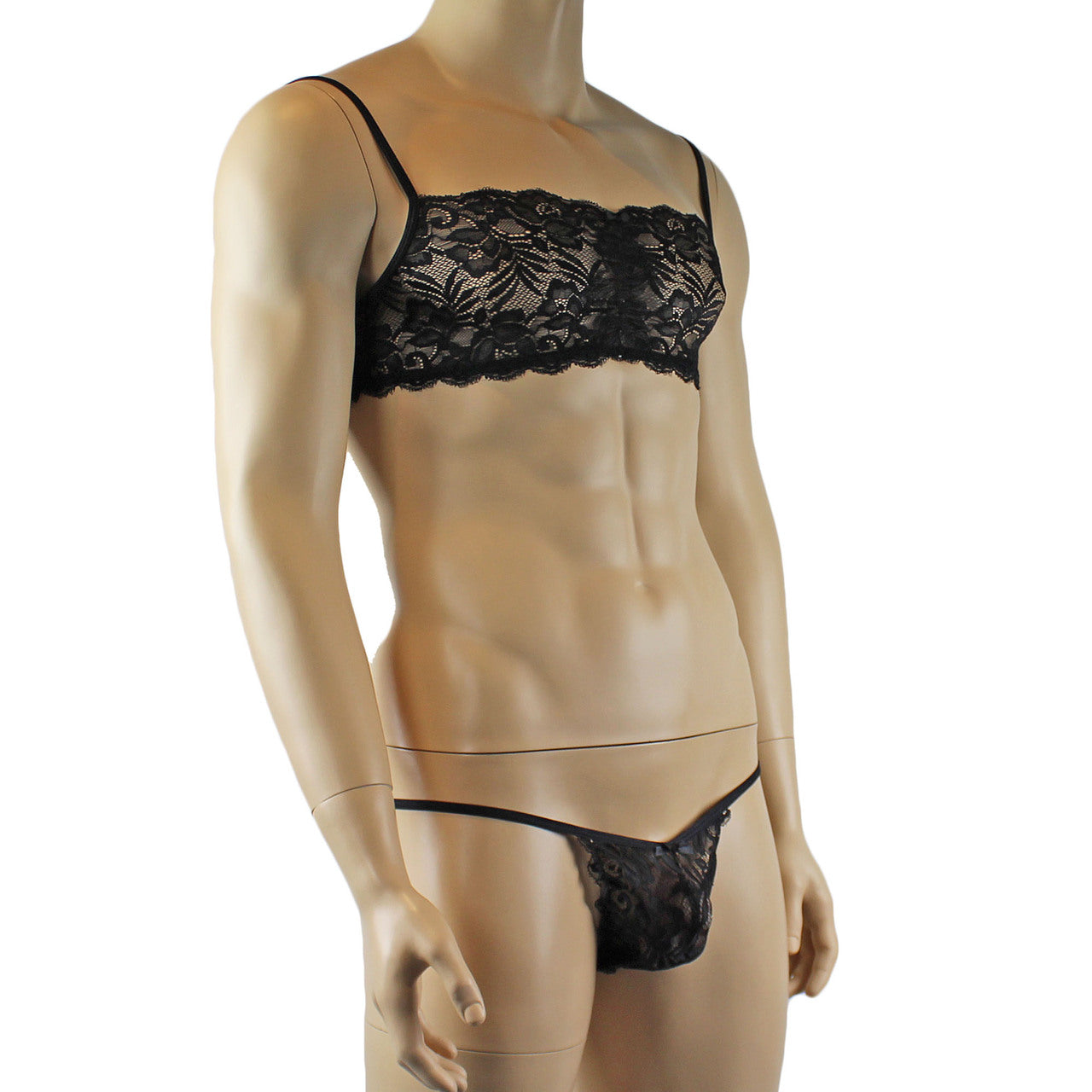 Mens Lingerie Bra Top and Bikini Brief (black plus other colours)