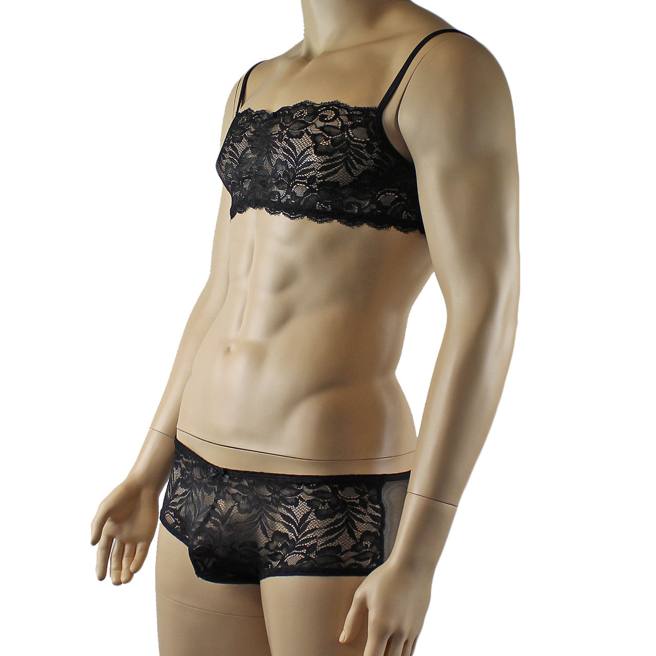 Mens Lingerie Bra Top and Boxer Briefs (black plus other colours)