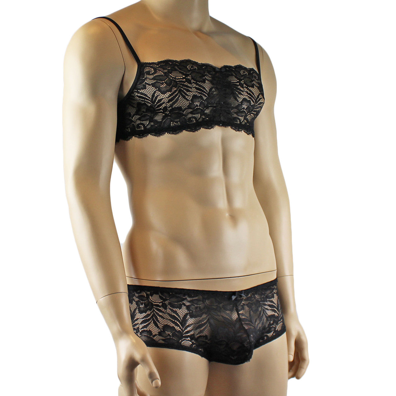 Mens Lingerie Bra Top and Boxer Briefs (black plus other colours)