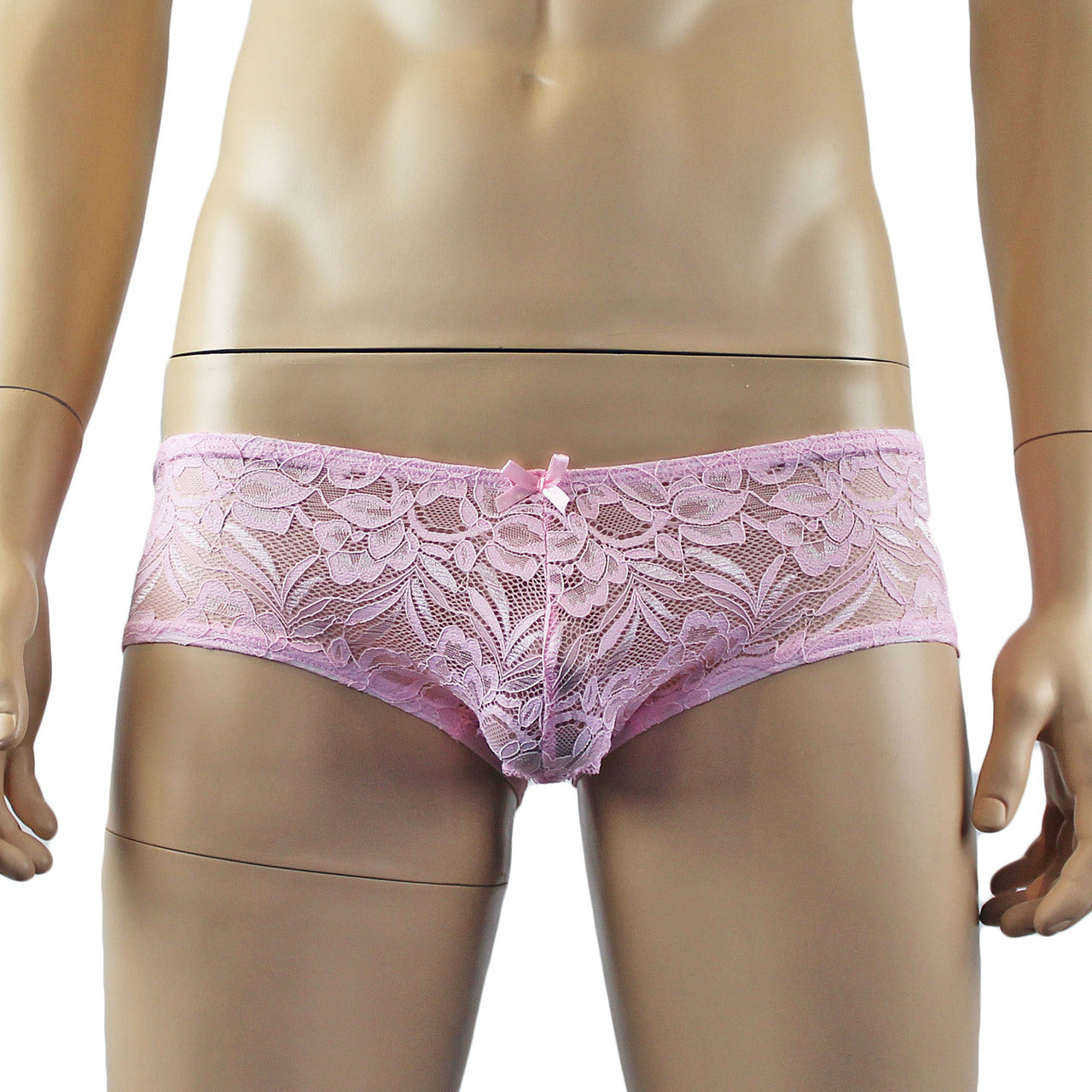 Mens Lingerie Sexy Lace and Mesh Panty Brief (light pink plus other colours)