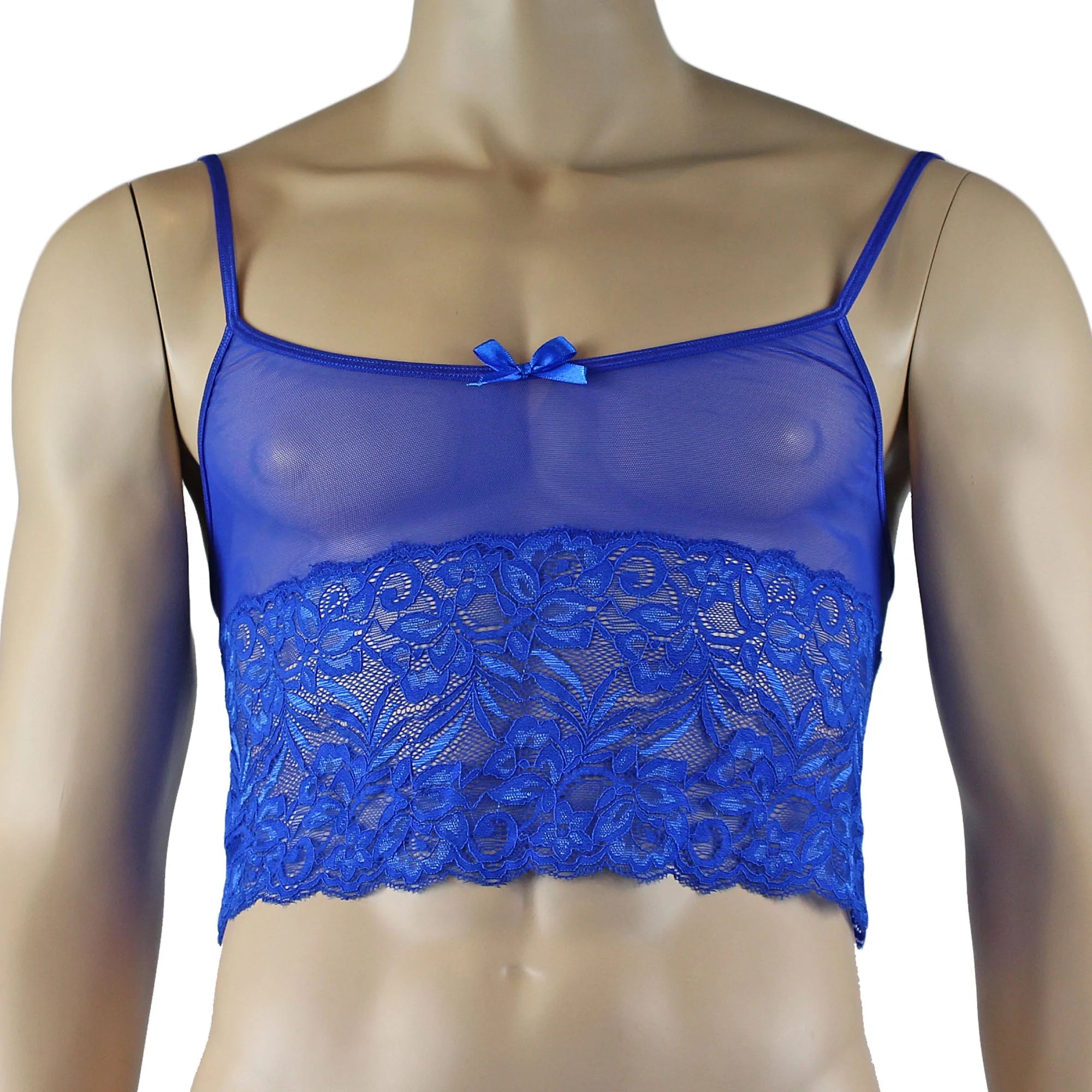 SALE - Mens Kristy Sexy Lace Camisole Top Male Lingerie Blue