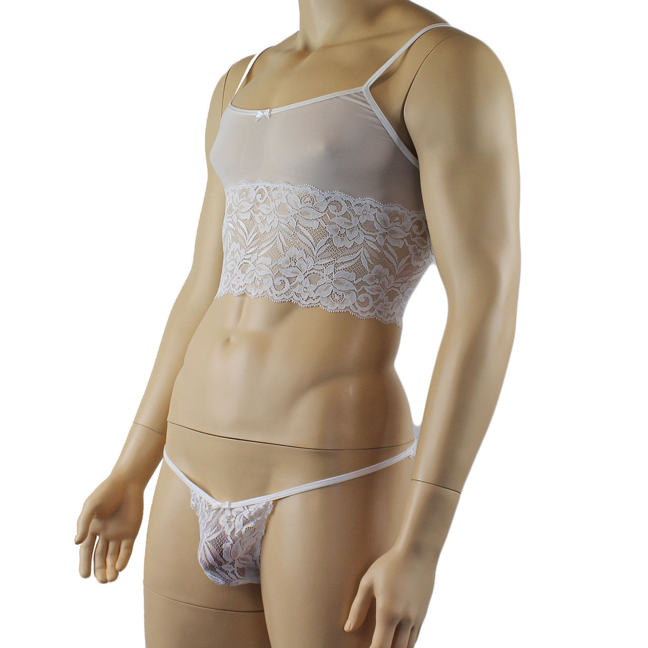 Mens Sexy Lace Camisole Top and  Male Panties (white plus other colours)