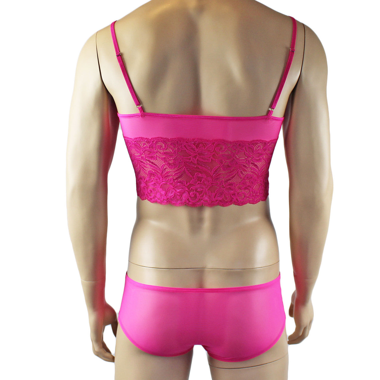 Mens Sexy Lace Camisole Top and  Panty Brief (pink plus other colours)