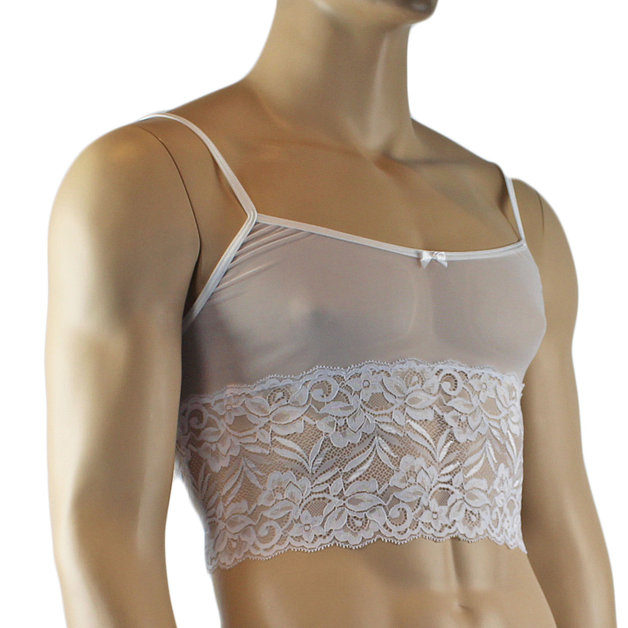 Mens Sexy Lace Camisole Top Male Lingerie (white plus other colours)