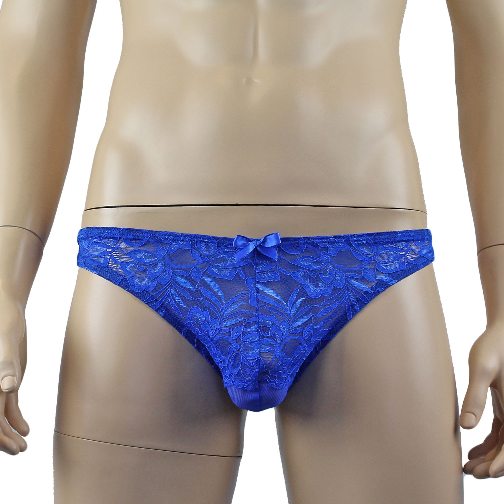 Mens Kristy Lace & Mesh Bra Top and Thong Panty Blue