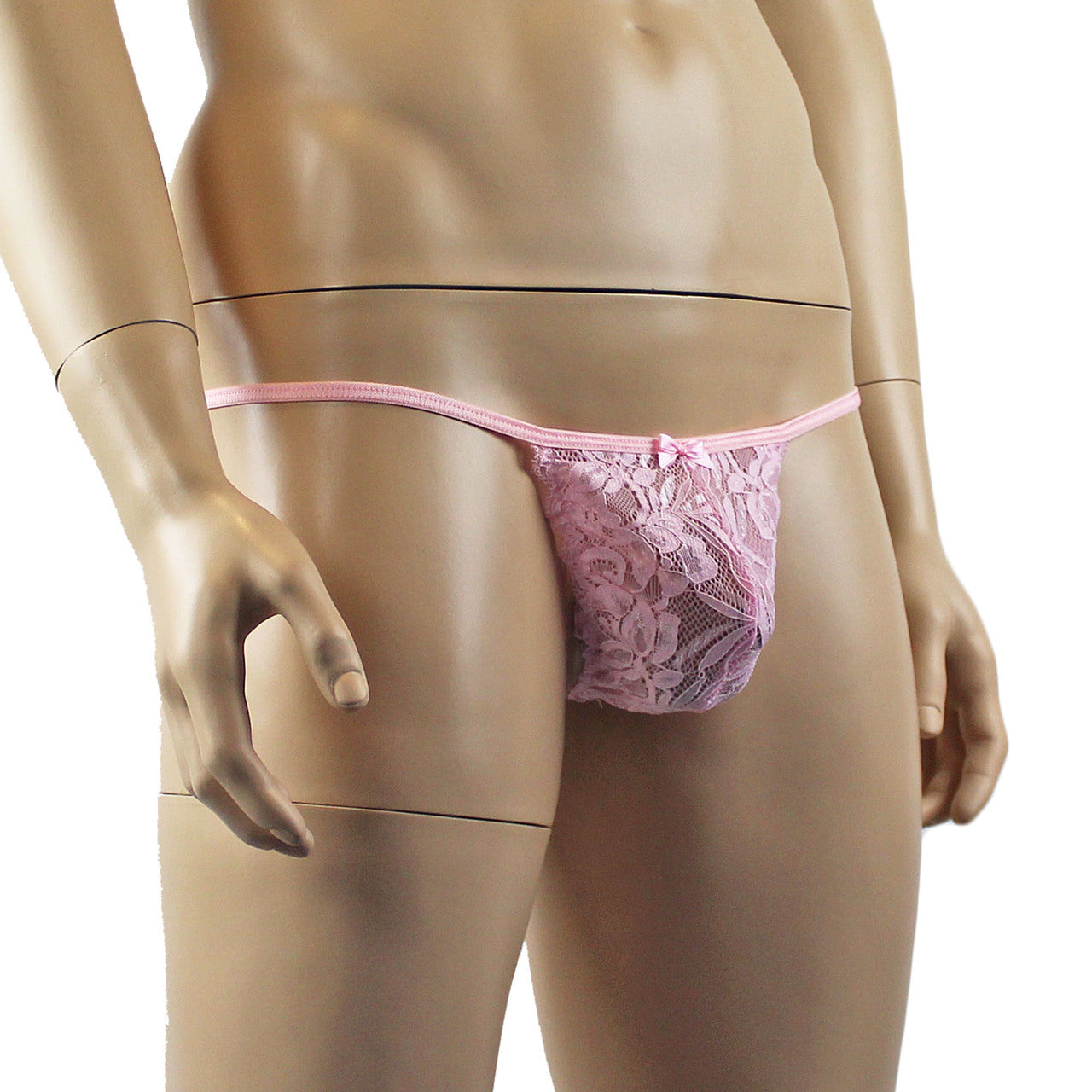 Mens Sexy Lace Pouch G string Panty Male Lingerie (light pink plus other colours)