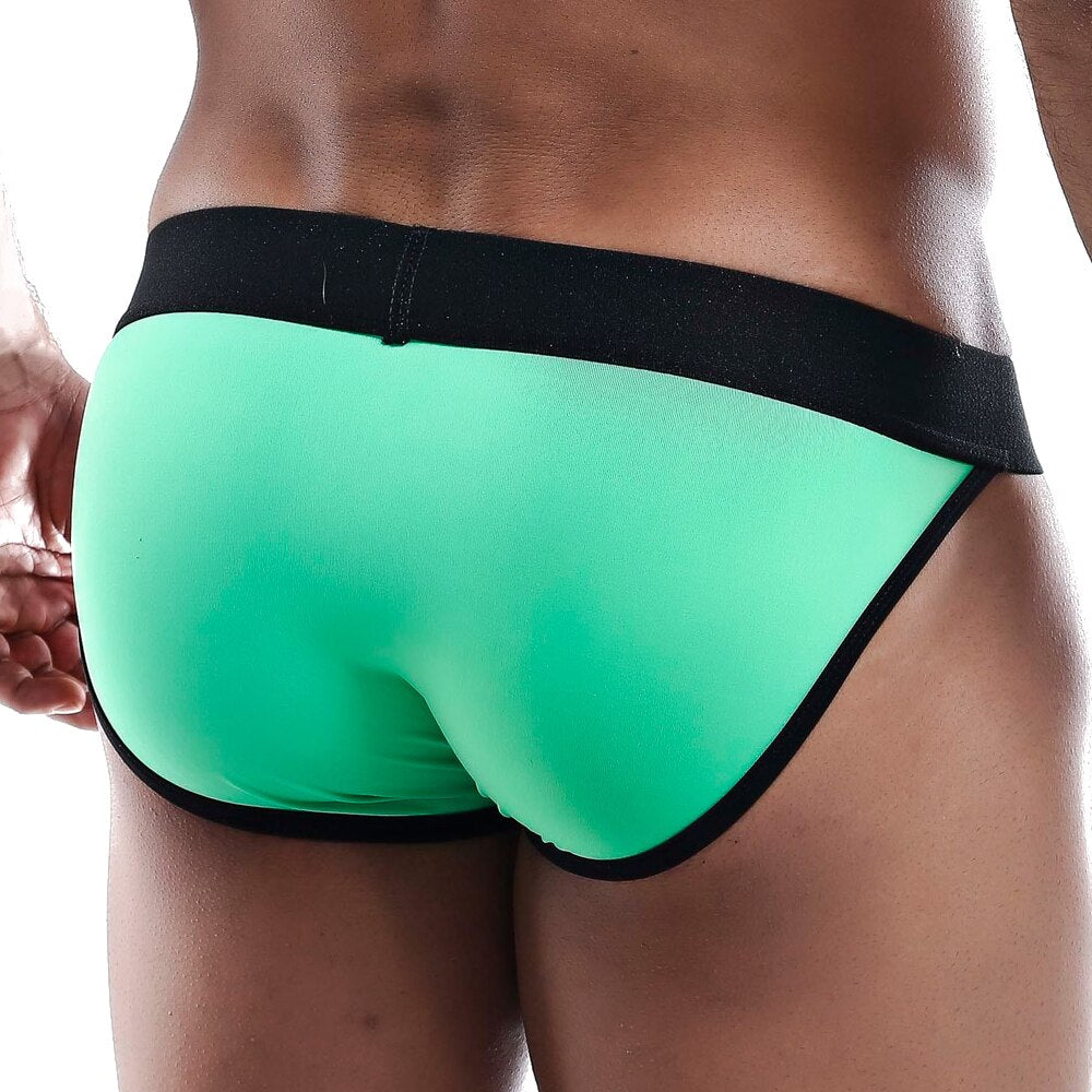SALE - Kyle Male Pouch Front Bikini Brief with Peep Holes Green