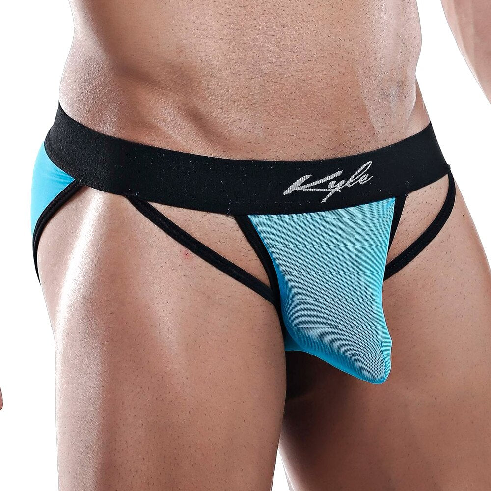 SALE - Kyle Male Pouch Front Bikini Brief with Peep Holes Turquoise