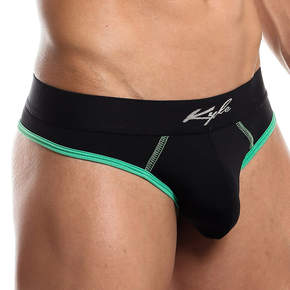 Kyle Parallel Stretch Spandex Thong Black