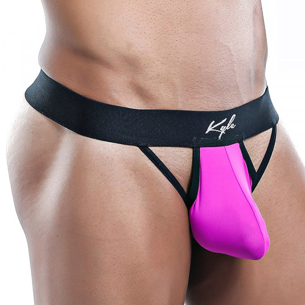 Kyle Male Pouch Front G string with Peep Holes Fuchsia