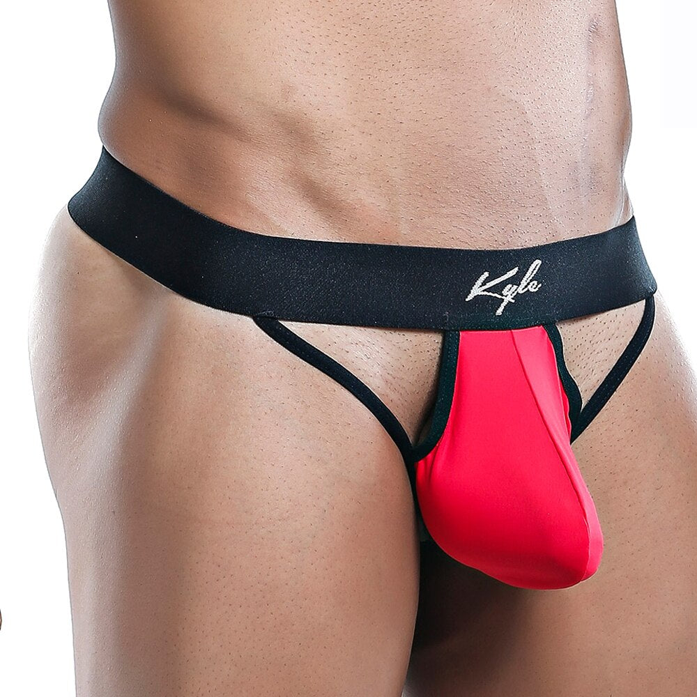 SALE - Kyle Male Pouch Front G string with Peep Holes Red
