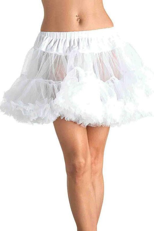 Mens and Ladies Frilled Mini Petticoat Skirt White