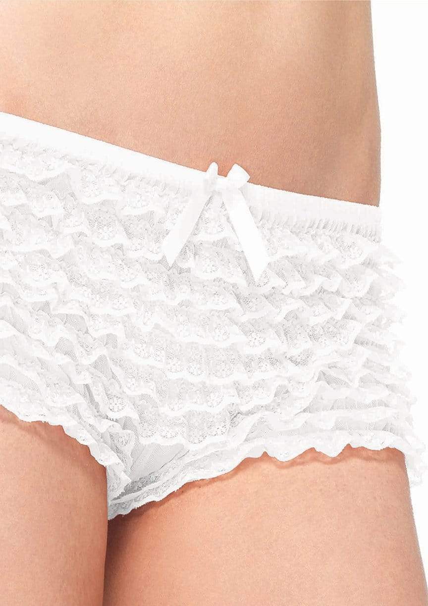SALE - Lace Ruffle Tanga Shorts for Mens and Women White