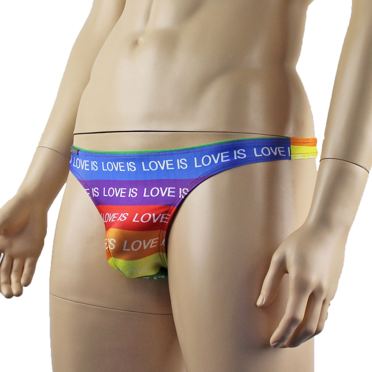 Mens Rainbow Gay Pride Love is Love Wide Front Thong